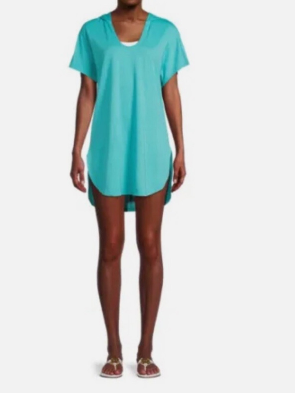 Time and Tru Aqua V‑Neck Swim Coverup Tunic